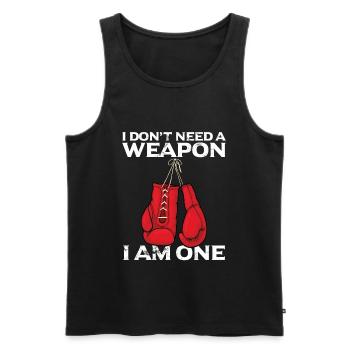 Funny Boxer Kickboxer Do not Need Weapon Gift - Men's Premium Organic Tank Top - black - Front - Michal (187cm)