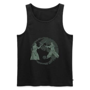 Aikido - Männer Premium Bio Tank Top - Schwarz - Vorne - Michal (187cm)