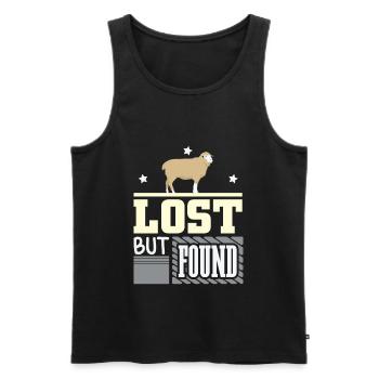 Lost but found Christian Bible verse - Men's Premium Organic Tank Top - black - Front - AI Model Male 178 light (178cm)
