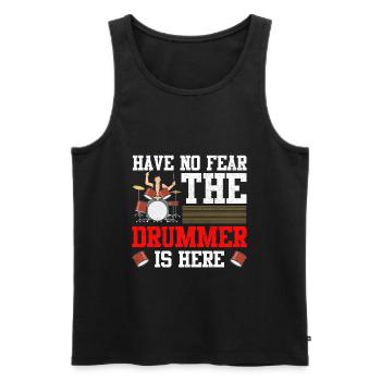 No Fear Drummer ist hier Trommler Perkussion - Männer Premium Bio Tank Top - Schwarz - Vorne - Michal (187cm)