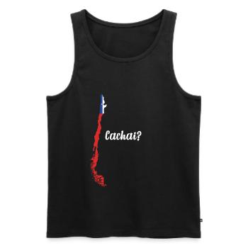 Chili Cachai Amérique du Sud carte drapeau chilien - Débardeur bio Premium Homme - noir - Devant - Michal (187cm)