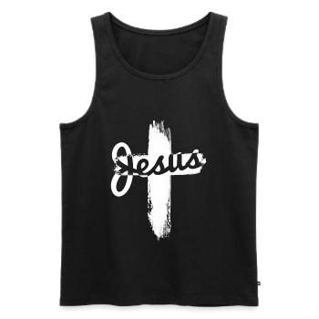 Jesus cross - Men's Premium Organic Tank Top - black - Front - AI Model Male 178 light (178cm)