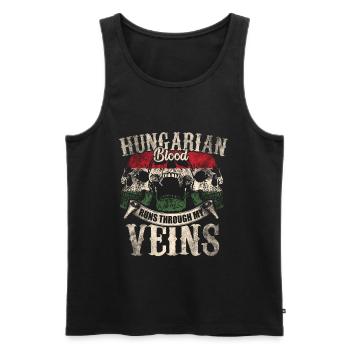Hungarian blood flows through my ves - Men's Premium Organic Tank Top - black - Front - AI Model Male 178 light (178cm)