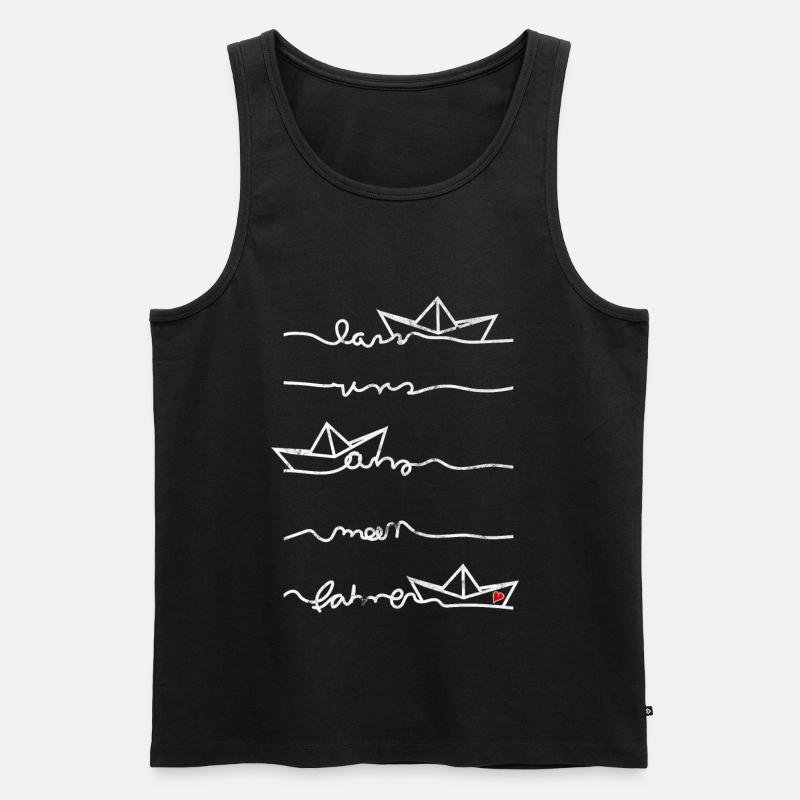 Papierschiff Meer Papierboot Papierschiffchen - Männer Premium Bio Tank Top - Schwarz