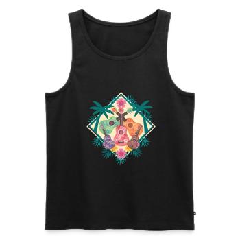 Ukulélé Musique Hawaii Tropical Holiday Aloha - Débardeur bio Premium Homme - noir - Devant - Michal (187cm)