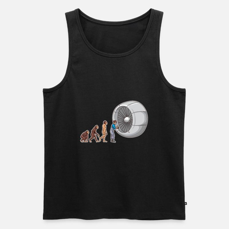 Flugzeugmechaniker Evolution Flugzeug Techniker - Männer Premium Bio Tank Top - Schwarz