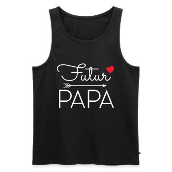 Futur papa coeur rouge annonce grossese paternité - Débardeur bio Premium Homme - noir - Devant - Michal (187cm)