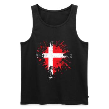 Danish flag - Men's Premium Organic Tank Top - black - Front - AI Model Male 178 light (178cm)