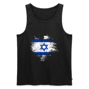 Drapeau d’Israël - Débardeur bio Premium Homme - noir - Devant - AI Model Male 178 light (178cm)