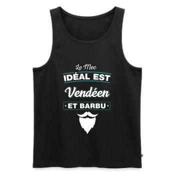 Le mec idéal est Vendéen et barbu humour vendée - Débardeur bio Premium Homme - noir - Devant - AI Model Male 178 light (178cm)