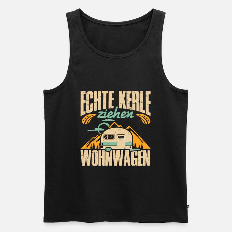 Camping Echte Kerle ziehen Wohnwagen - Männer Premium Bio Tank Top - Schwarz