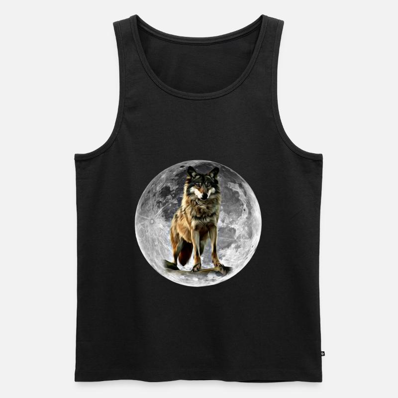 Wolf - Männer Premium Bio Tank Top - Schwarz