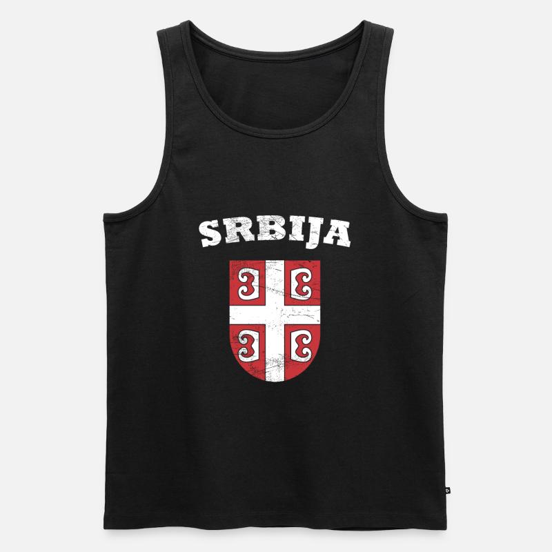 Serbien Wappen - Männer Premium Bio Tank Top - Schwarz