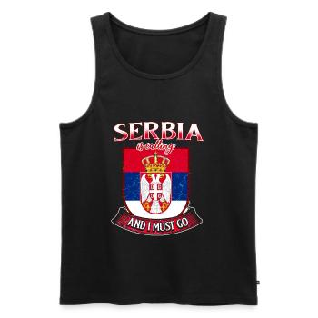 Serbien Wappen - Männer Premium Bio Tank Top - Schwarz - Vorne - Michal (187cm)