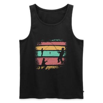 Angeln Vintage Retro - Männer Premium Bio Tank Top - Schwarz - Vorne - AI Model Male 178 light (178cm)