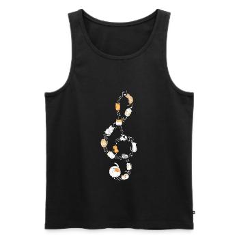 Treble clef cat music notes musician kitten - Men's Premium Organic Tank Top - black - Front - Michal (187cm)