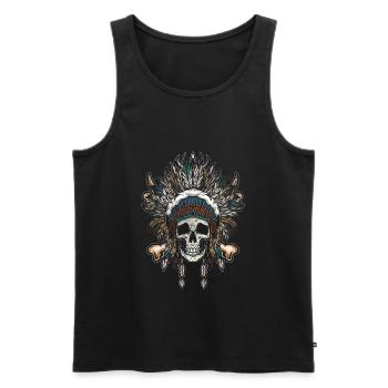 Native American Chief Skull Skeleton Story - Men's Premium Organic Tank Top - black - Front - Michal (187cm)