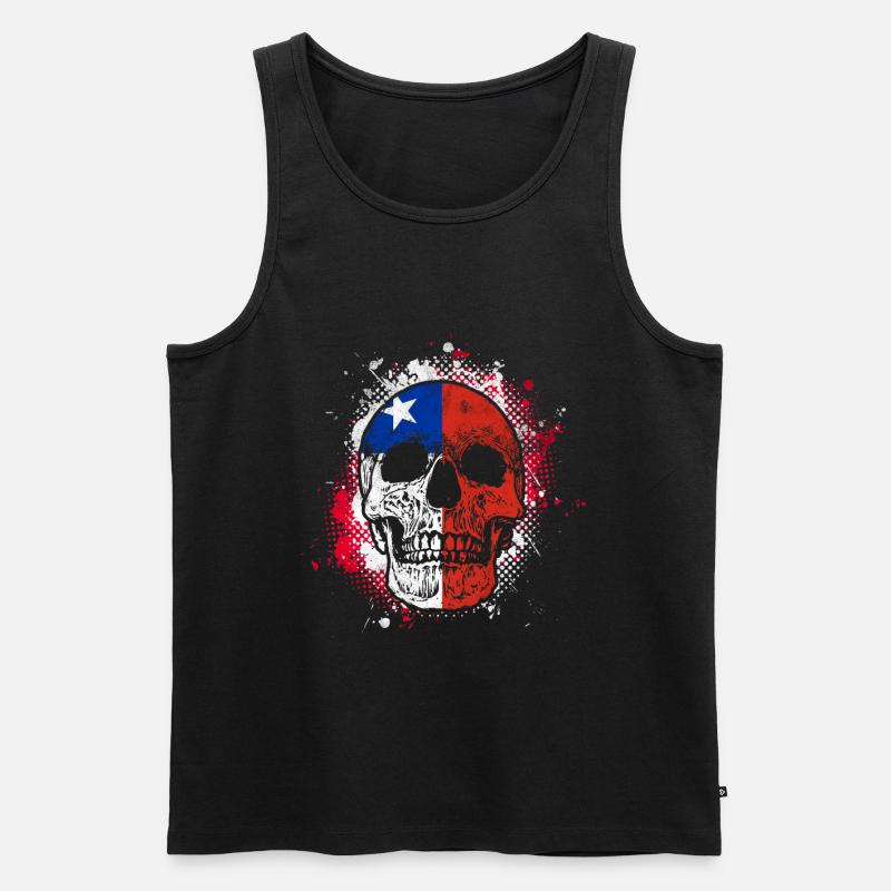 Chile Flagge Schädel - Männer Premium Bio Tank Top - Schwarz