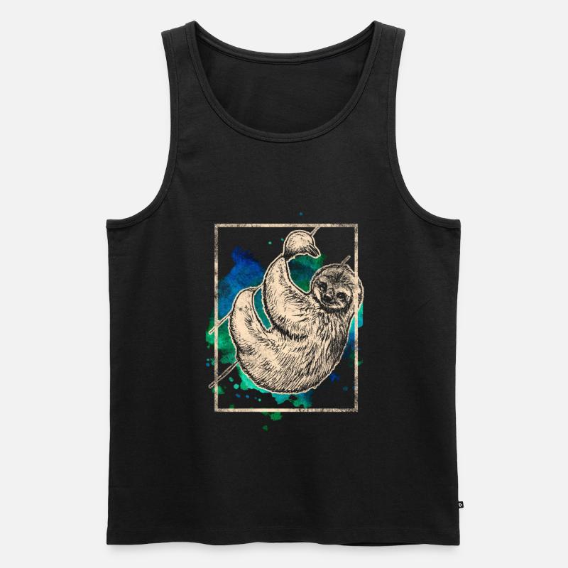 Faultier - Männer Premium Bio Tank Top - Schwarz