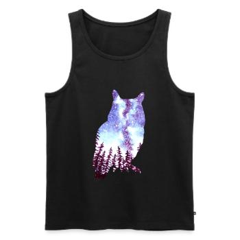 Eule Sternenhimmel Wald - Männer Premium Bio Tank Top - Schwarz - Vorne - AI Model Male 178 light (178cm)