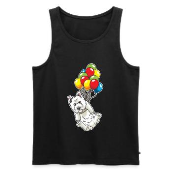 West Highland White Terrier avec ballons Westie - Débardeur bio Premium Homme - noir - Devant - AI Model Male 178 light (178cm)