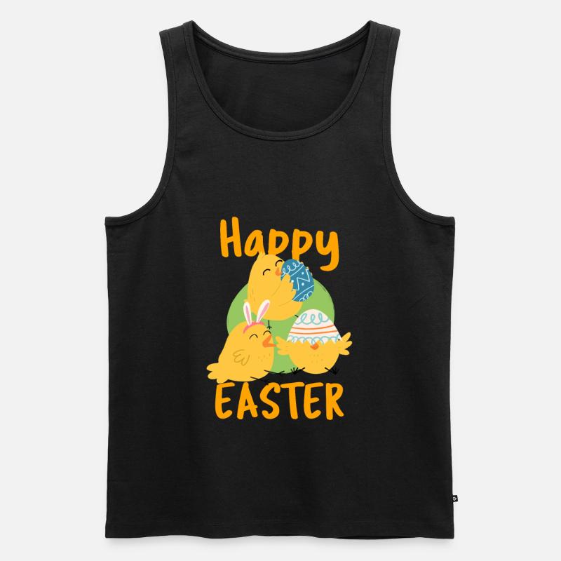 Frohe Ostern Happy Easter - Männer Premium Bio Tank Top - Schwarz