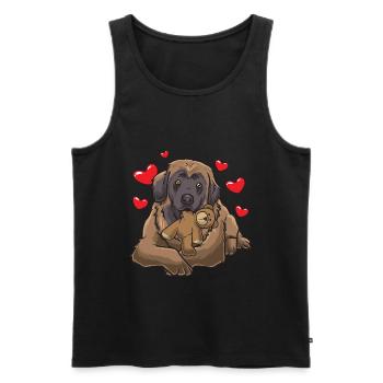 Doux Leonberger chien avec peluche - Débardeur bio Premium Homme - noir - Devant - AI Model Male 178 light (178cm)