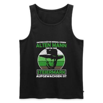 Unterschätze Niemals Einen Alten Mann Steiermark - Männer Premium Bio Tank Top - Schwarz - Vorne - Michal (187cm)