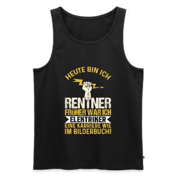 Elektriker Elektroniker Rentner Rente Spruch - Männer Premium Bio Tank Top - Schwarz - Vorne - Michal (187cm)