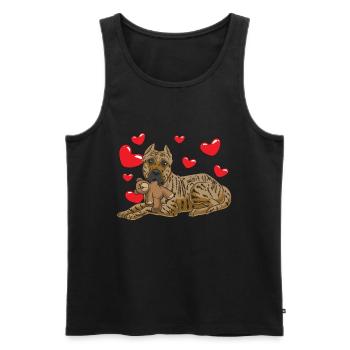 Presa Canario chien avec des animaux en peluche et des coeurs - Débardeur bio Premium Homme - noir - Devant - AI Model Male 178 light (178cm)