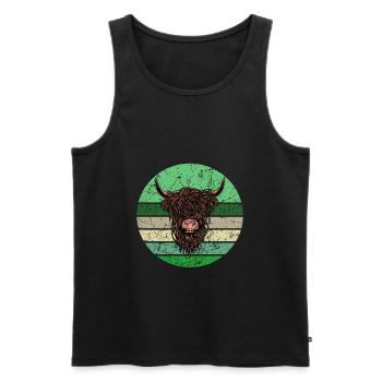 Scottish Highland Cow Retro - Men's Premium Organic Tank Top - black - Front - Michal (187cm)