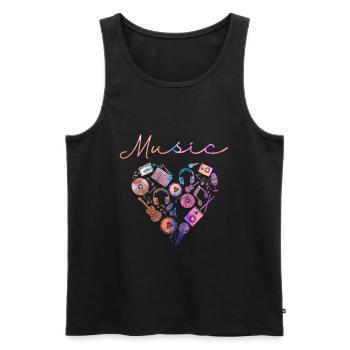 Musik Herz Gitarre Musiker Mikrofon - Männer Premium Bio Tank Top - Schwarz - Vorne - AI Model Male 178 light (178cm)