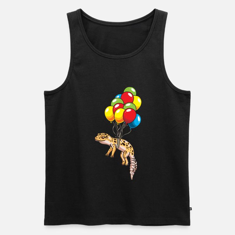 Leopardgecko mit Luftballons Geschenk - Männer Premium Bio Tank Top - Schwarz