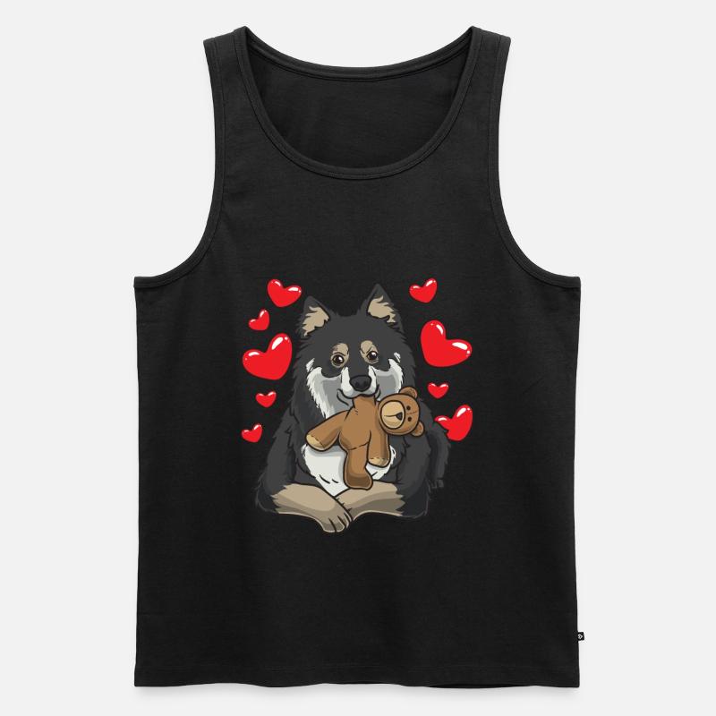 Finnischer Lapphund mit Kuscheltier - Männer Premium Bio Tank Top - Schwarz
