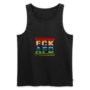 Contre les nazis - FCK AFD - Contre la droite - LGBTQ - Débardeur bio Premium Homme - noir - Devant - AI Model Male 178 light (178cm)