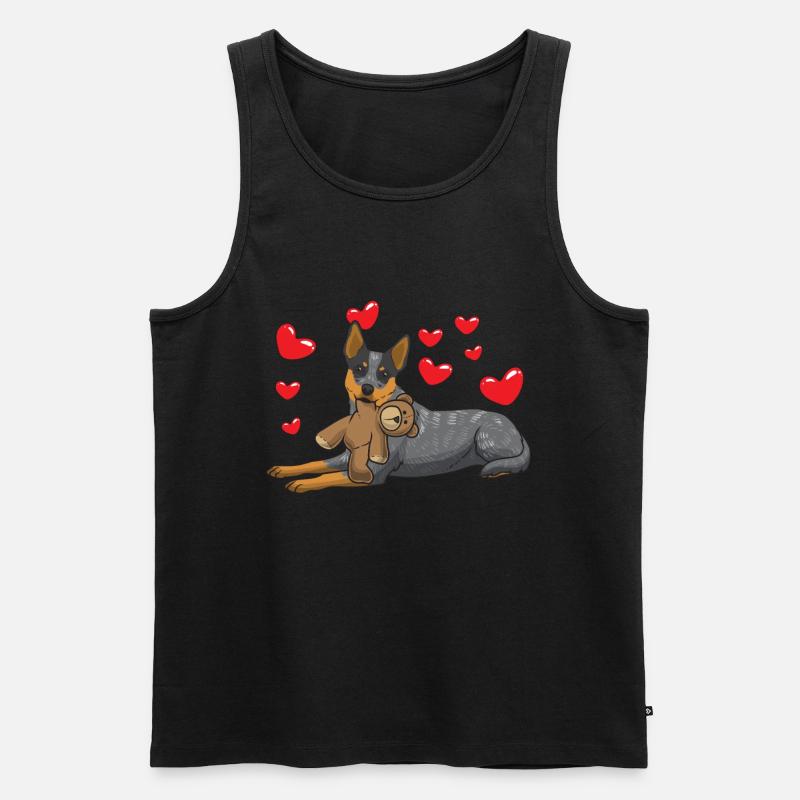 Australien Cattle Dog mit stofftier - Männer Premium Bio Tank Top - Schwarz