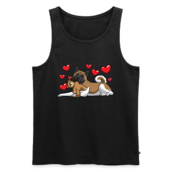 American Akita avec animal en peluche - Débardeur bio Premium Homme - noir - Devant - Michal (187cm)