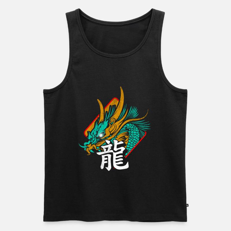 Drache China Schirftzeichen - Männer Premium Bio Tank Top - Schwarz