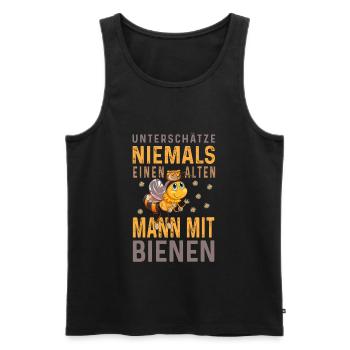 Imker Bienen Unterschätze niemals einen alten Mann - Männer Premium Bio Tank Top - Schwarz - Vorne - Michal (187cm)
