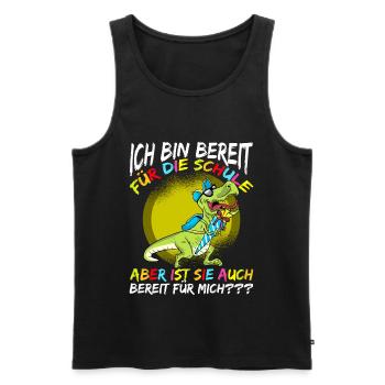 Schulkind Einschulung mit Dinosaurier - Männer Premium Bio Tank Top - Schwarz - Vorne - Michal (187cm)