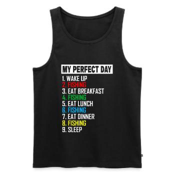 My Perfect Day Fishing Angler Geschenk Angeln - Männer Premium Bio Tank Top - Schwarz - Vorne - AI Model Male 178 light (178cm)