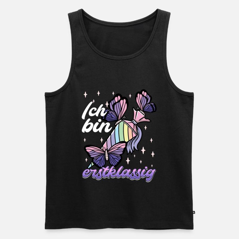 Schulkind Mädchen Einschulung mit Schmetterling - Männer Premium Bio Tank Top - Schwarz
