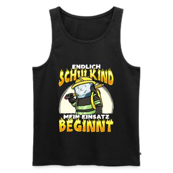 Einschulung Schulkind 2021 Feuerwehr Schulanfang - Männer Premium Bio Tank Top - Schwarz - Vorne - Michal (187cm)