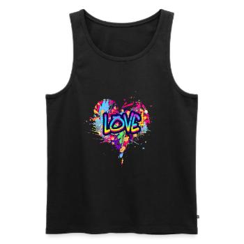 Love Heart Graffiti - Débardeur bio Premium Homme - noir - Devant - Michal (187cm)