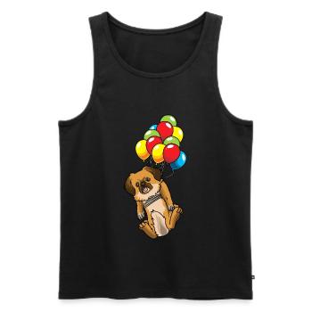 Tibetan Spaniel Dog Funny with Balloons - Men's Premium Organic Tank Top - black - Front - Michal (187cm)