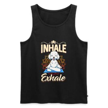 Yoga White Poodle Funny Yoga Exhale - Débardeur bio Premium Homme - noir - Devant - AI Model Male 178 light (178cm)