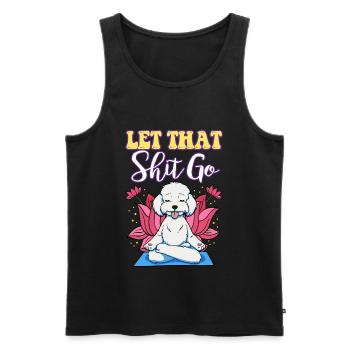 Yoga White Dog Poodle Funny Yoga - Débardeur bio Premium Homme - noir - Devant - AI Model Male 178 light (178cm)