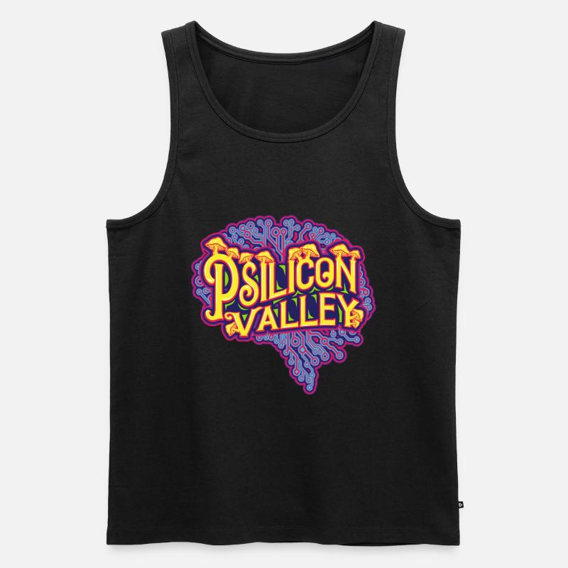 Microdosing Mushroom Psilocybin Silikon - Männer Premium Bio Tank Top - Schwarz