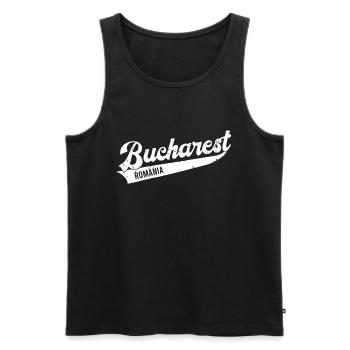 Bucharest,Romania - Débardeur bio Premium Homme - noir - Devant - AI Model Male 178 light (178cm)