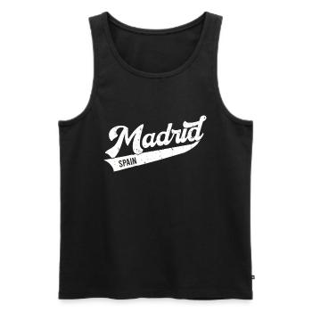 Madrid,Spain - Débardeur bio Premium Homme - noir - Devant - AI Model Male 178 light (178cm)